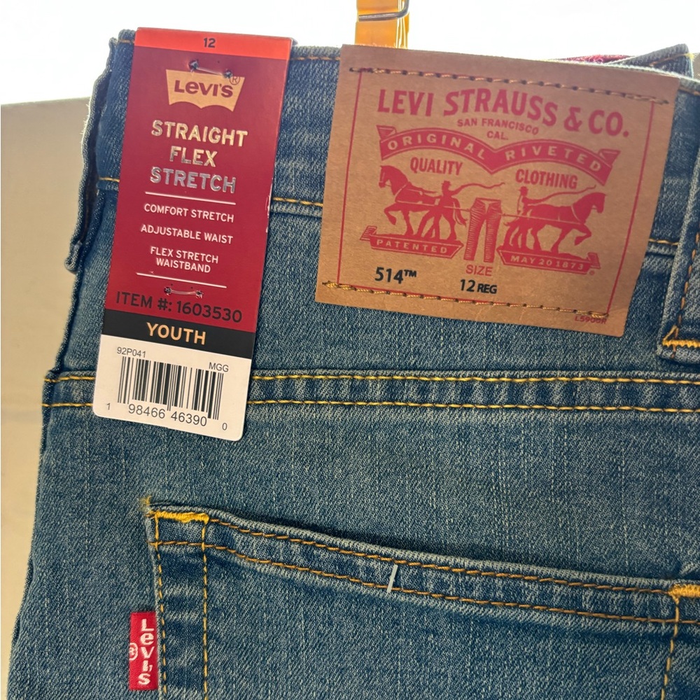 🆕 Levi's Blue Jeans, Straight Flex Stretch, Size 12 - NWT